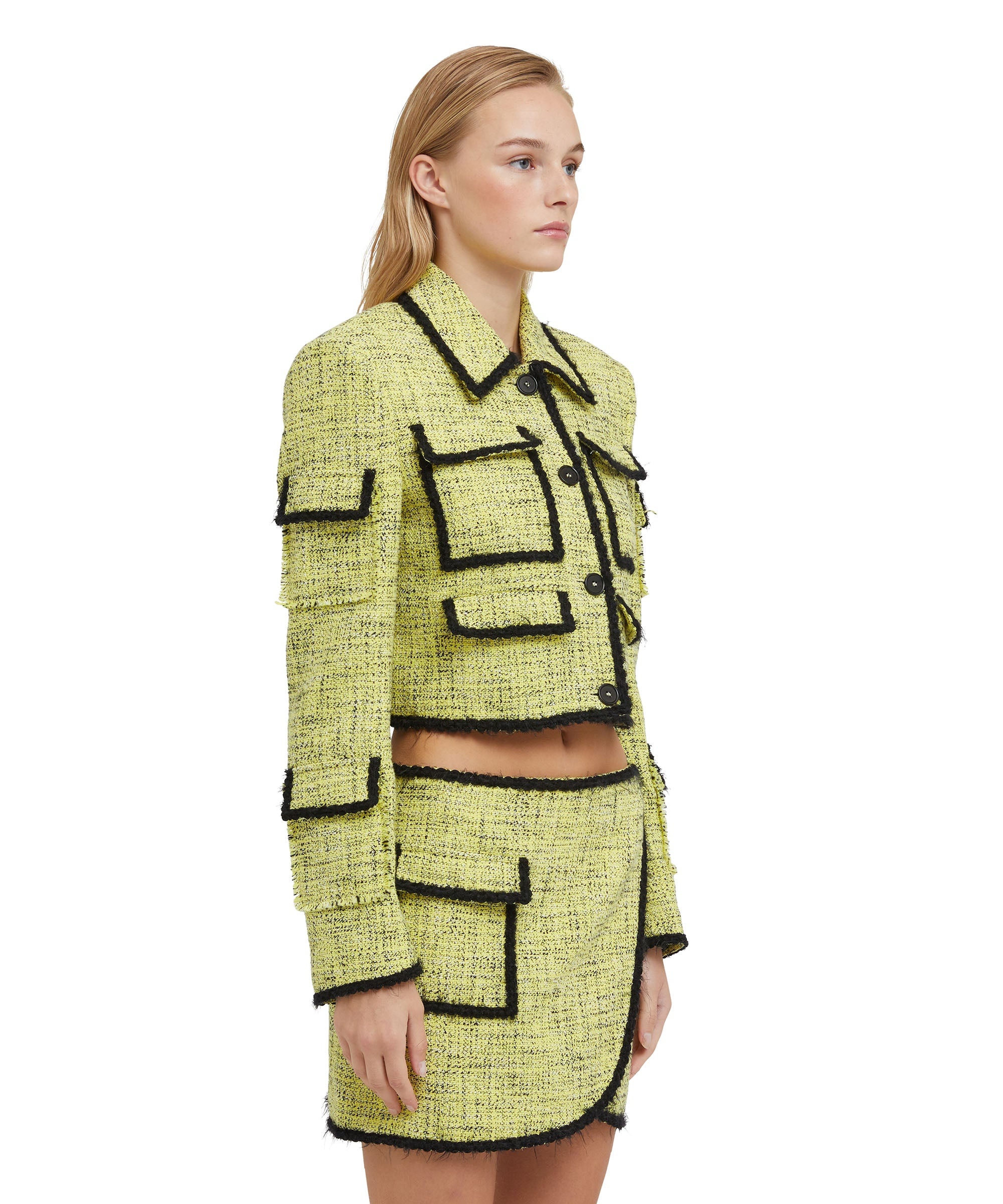 Salt and pepper tweed short jacket with pockets - 4