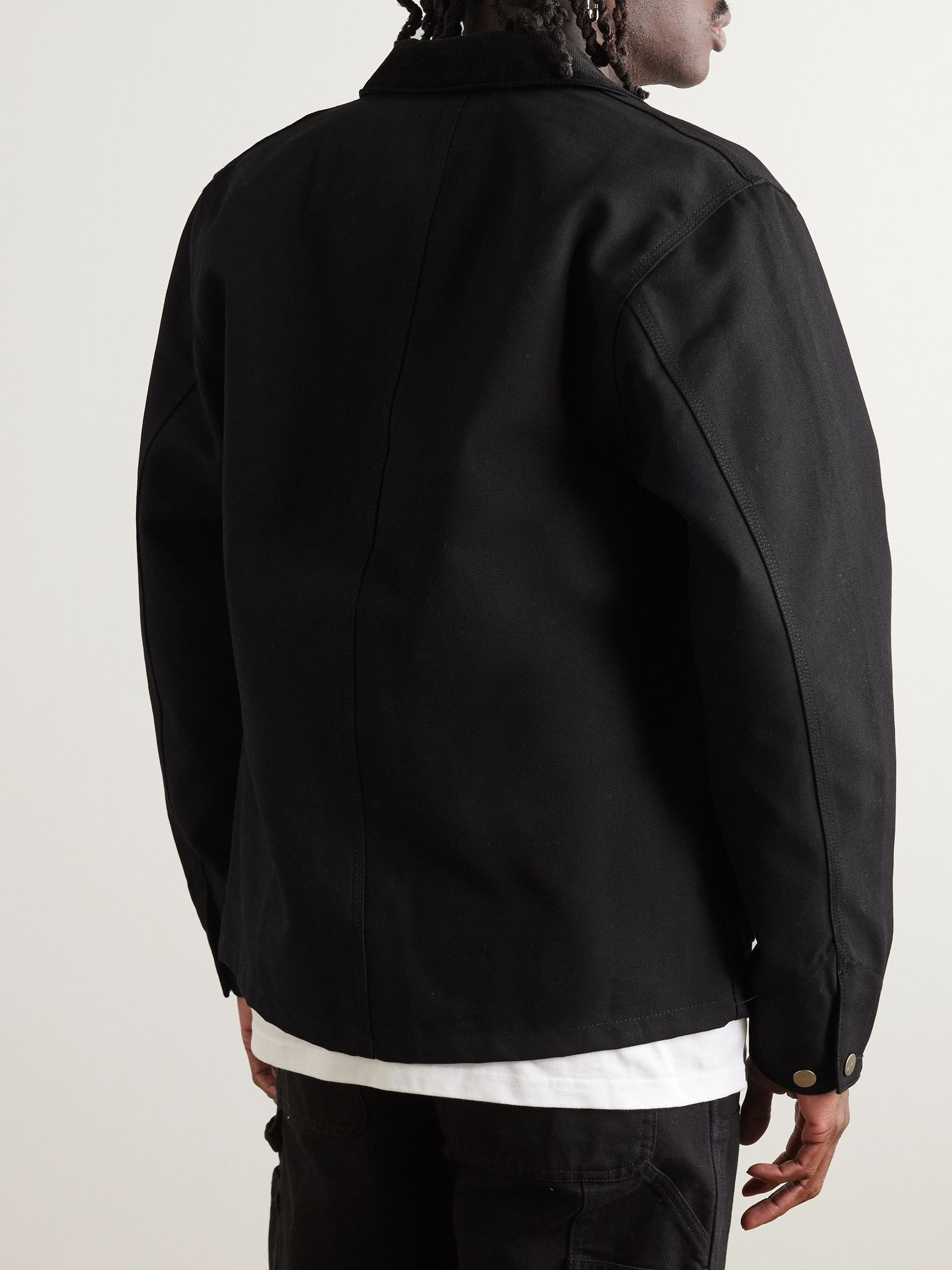 Michigan Corduroy-Trimmed Organic Cotton-Canvas Chore Jacket Black - 3