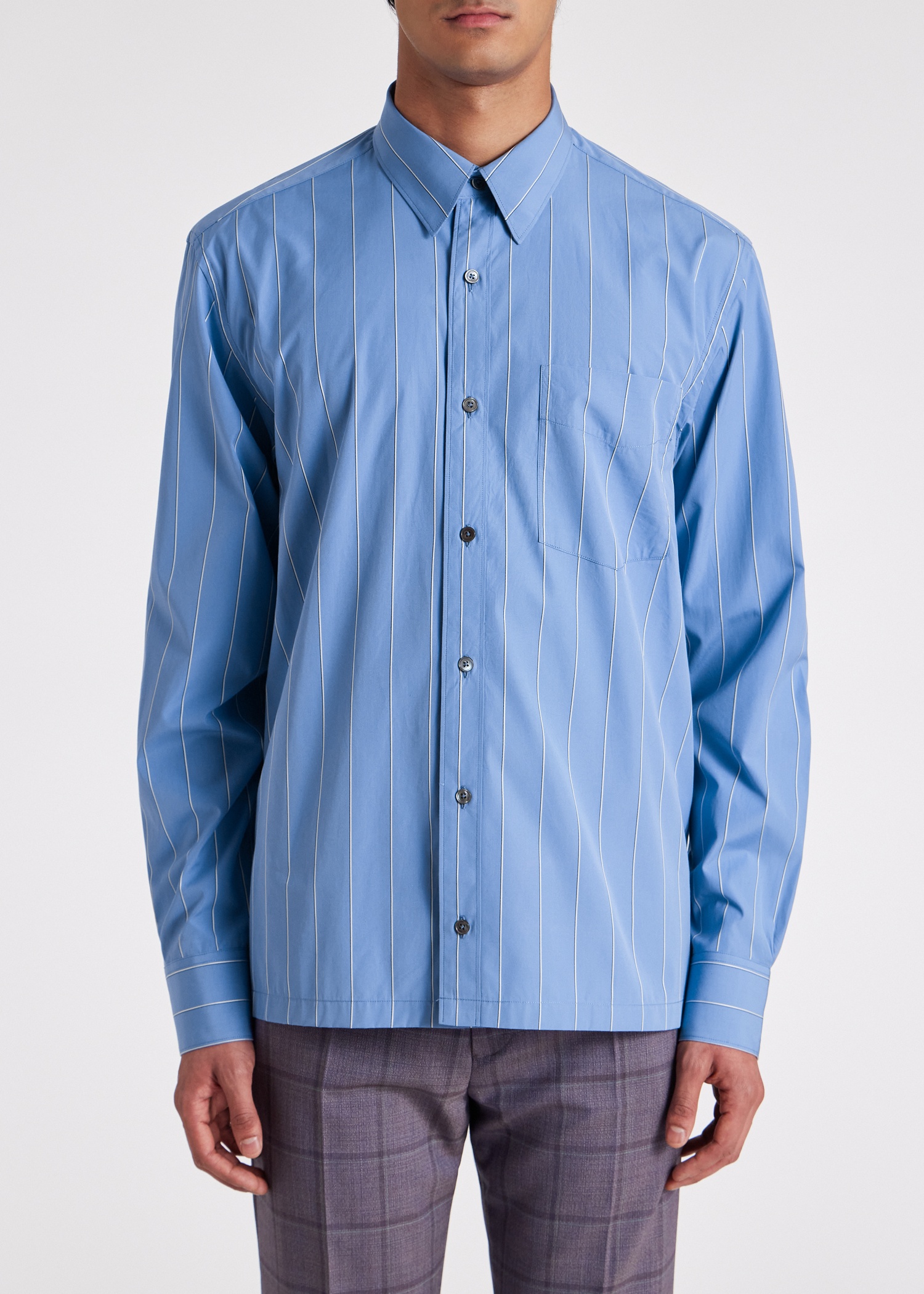 Blue Oversized Poplin Stripe Shirt - 3