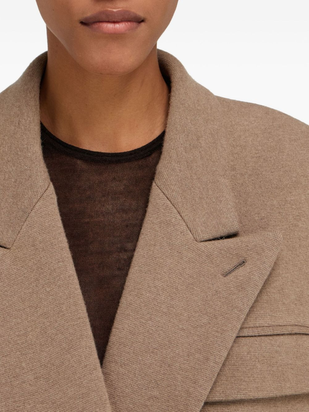 peak lapel double-breasted coat - 4