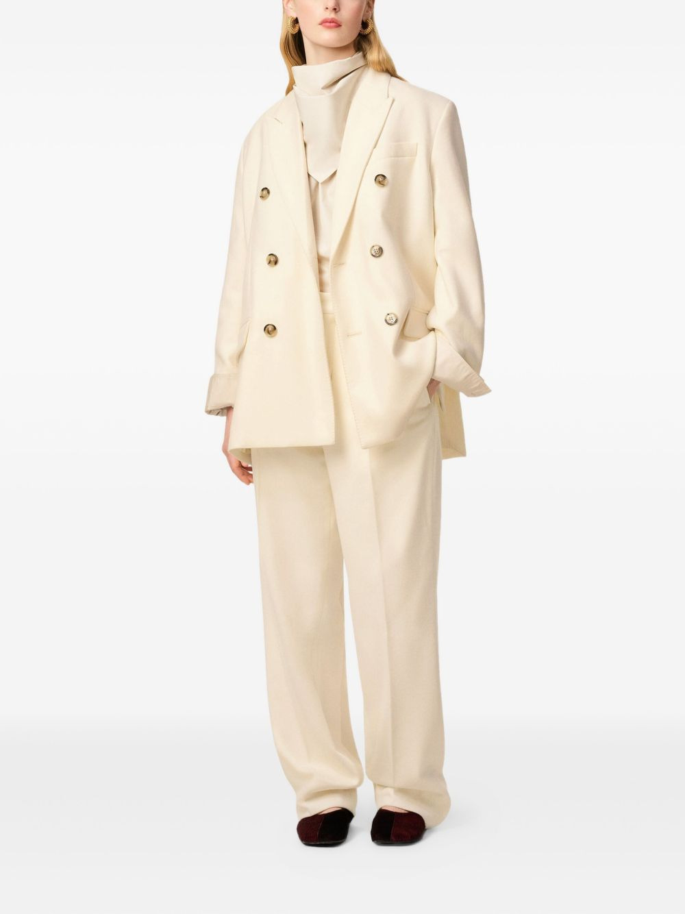 Loose double-breasted wool jacket - 2