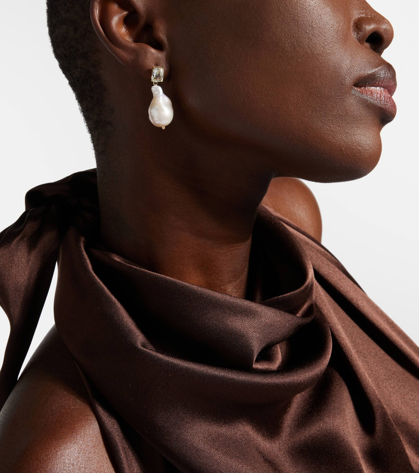 14kt gold drop earrings with amethysts and Baroque pearls - 3