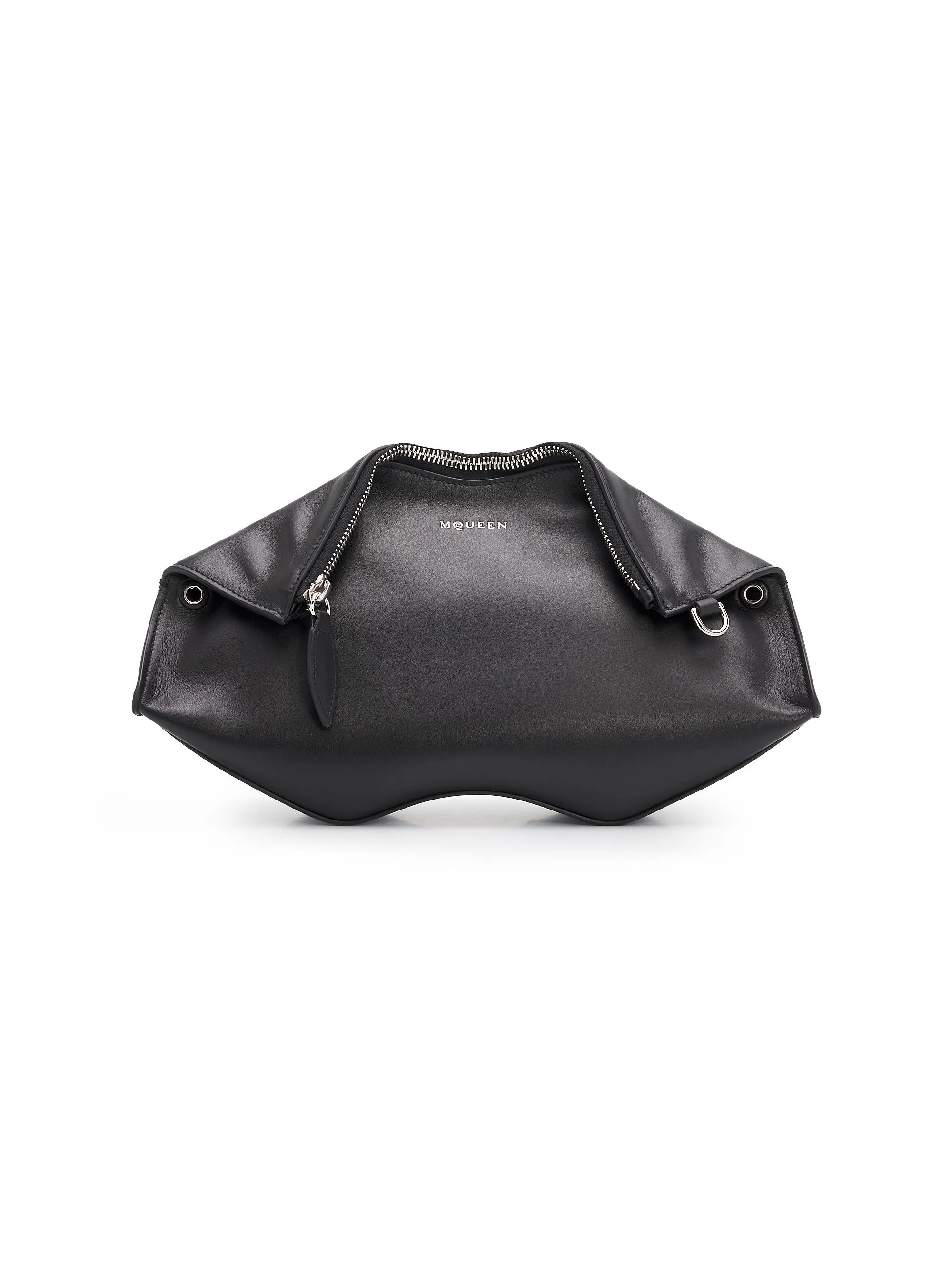 Women's Manta Leather Crossbody Bag - Black Silver - 1