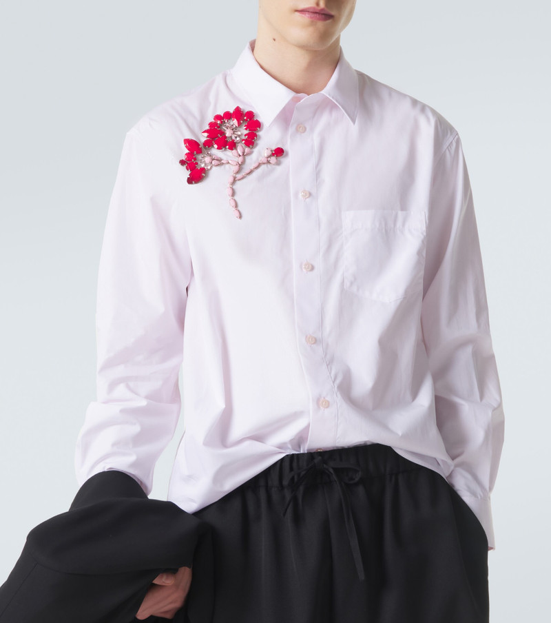 Floral-appliqué cotton poplin shirt 3