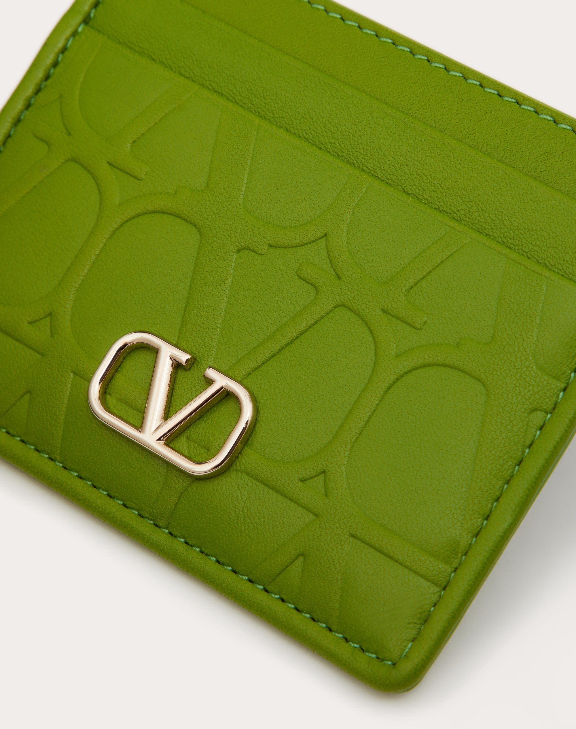 VALENTINO GARAVANI TOILE ICONOGRAPHE LEATHER CARDHOLDER IN CALFSKIN - 2