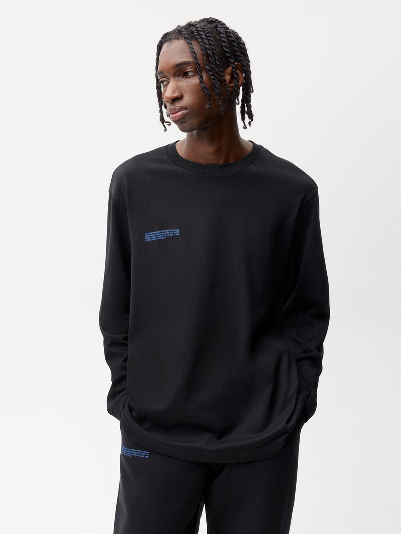 PANGAIA Mens In Conversion Cotton Long Sleeve T-shirt - Black outlook