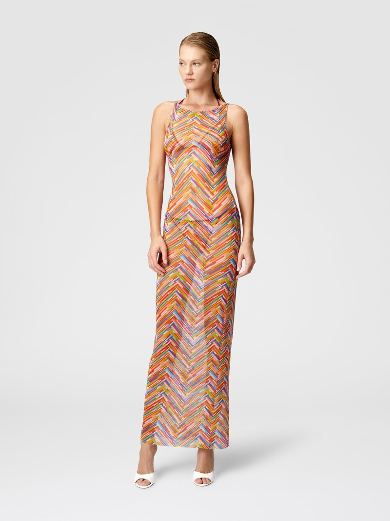 Missoni Long sleeveless dress in printed tulle outlook