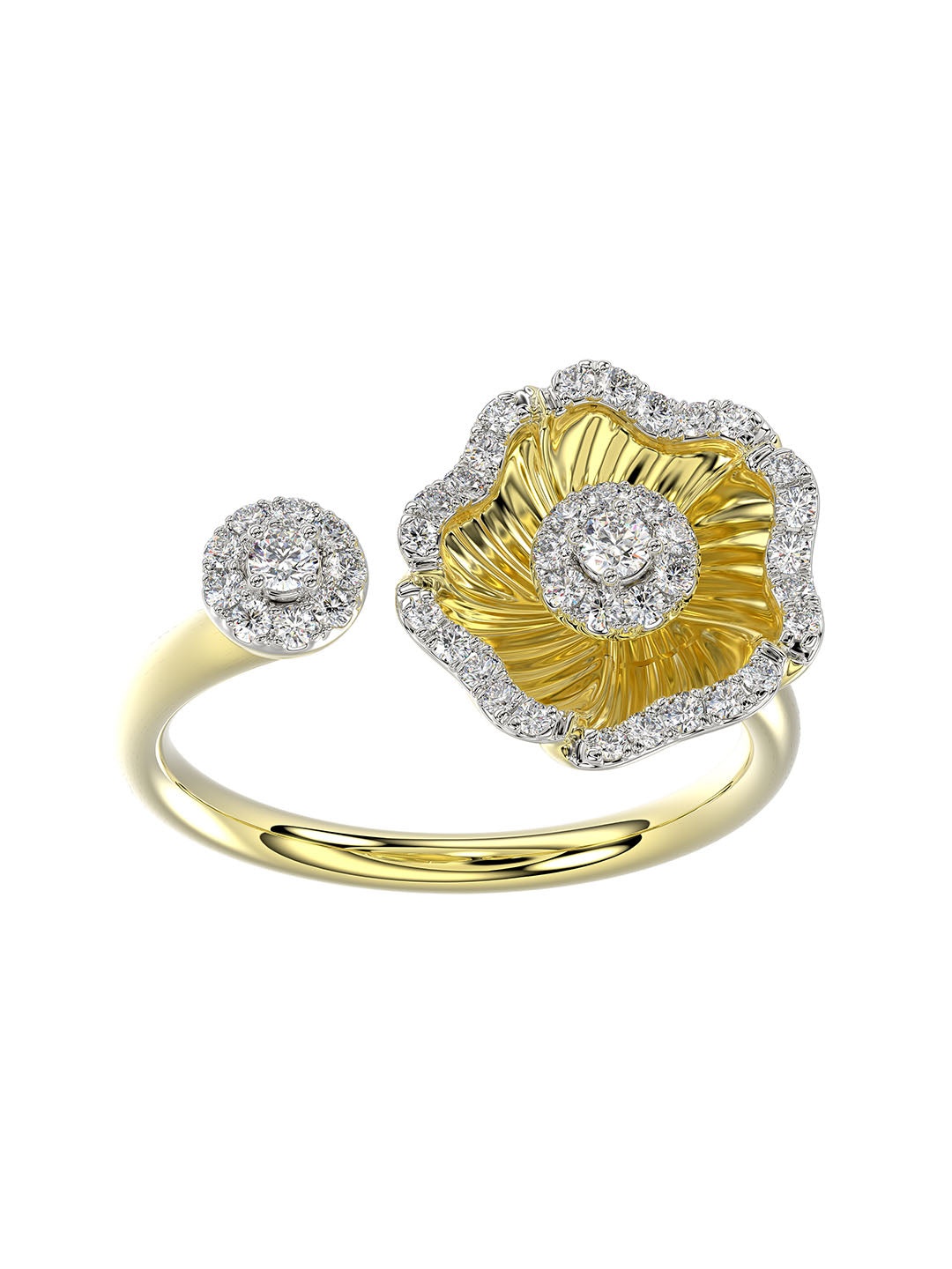 HALO FLOWER YELLOW GOLD RING - 1