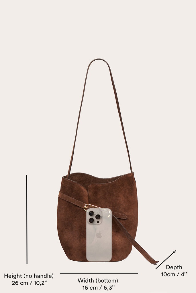 BELTED BUCKET BAG DARK BROWN - 7