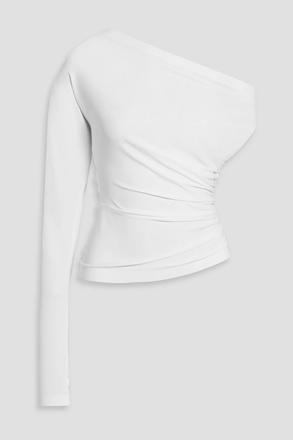 One-shoulder draped stretch-jersey top - 1