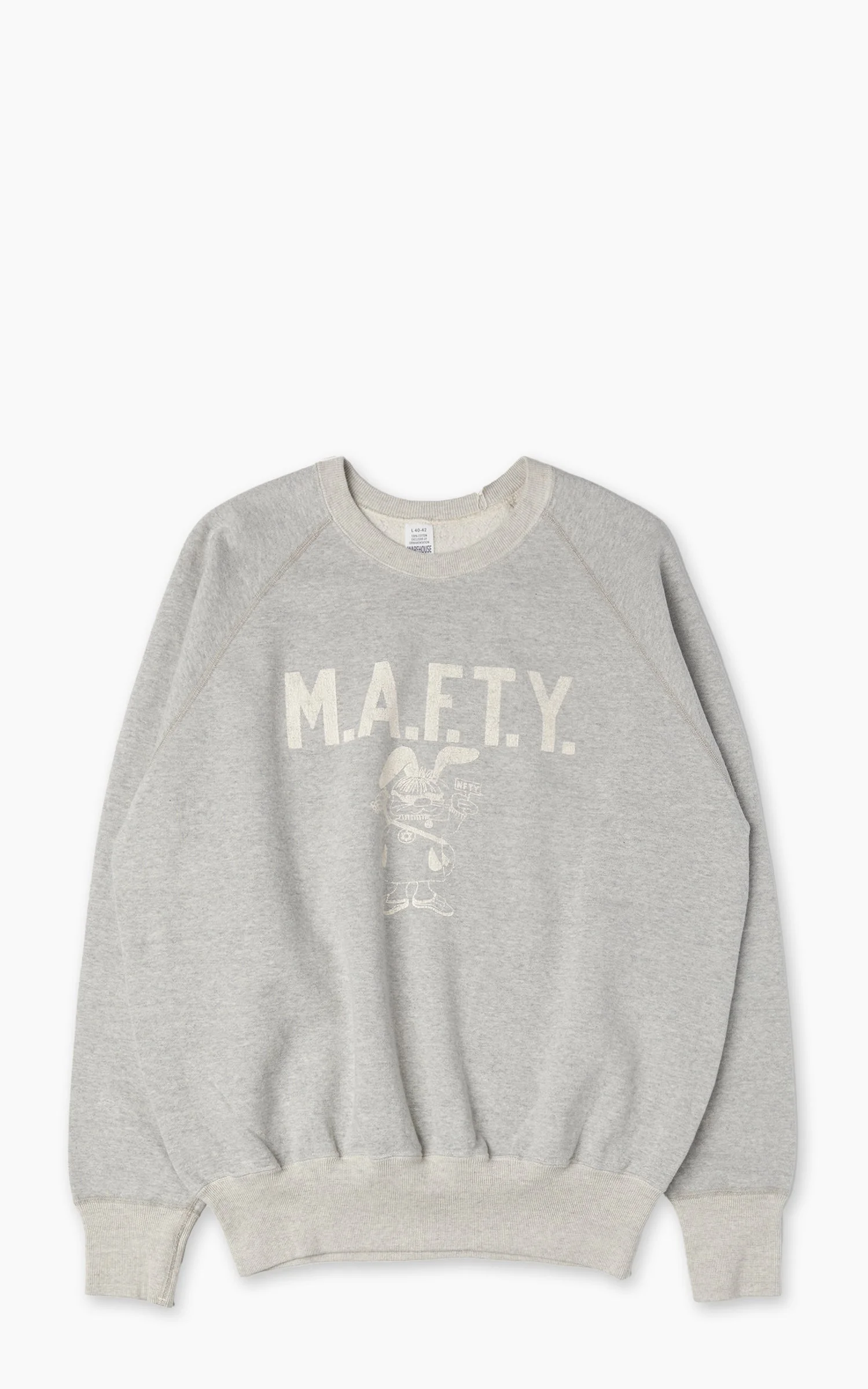 WAREHOUSE & CO. LOT 461 M.A.F.T.Y. SWEATSHIRT HEATHER GREY - 1