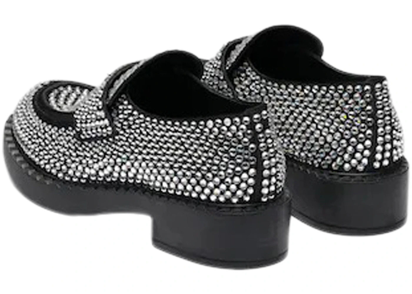 Prada 50mm Crystal Loafer Black Satin - 4