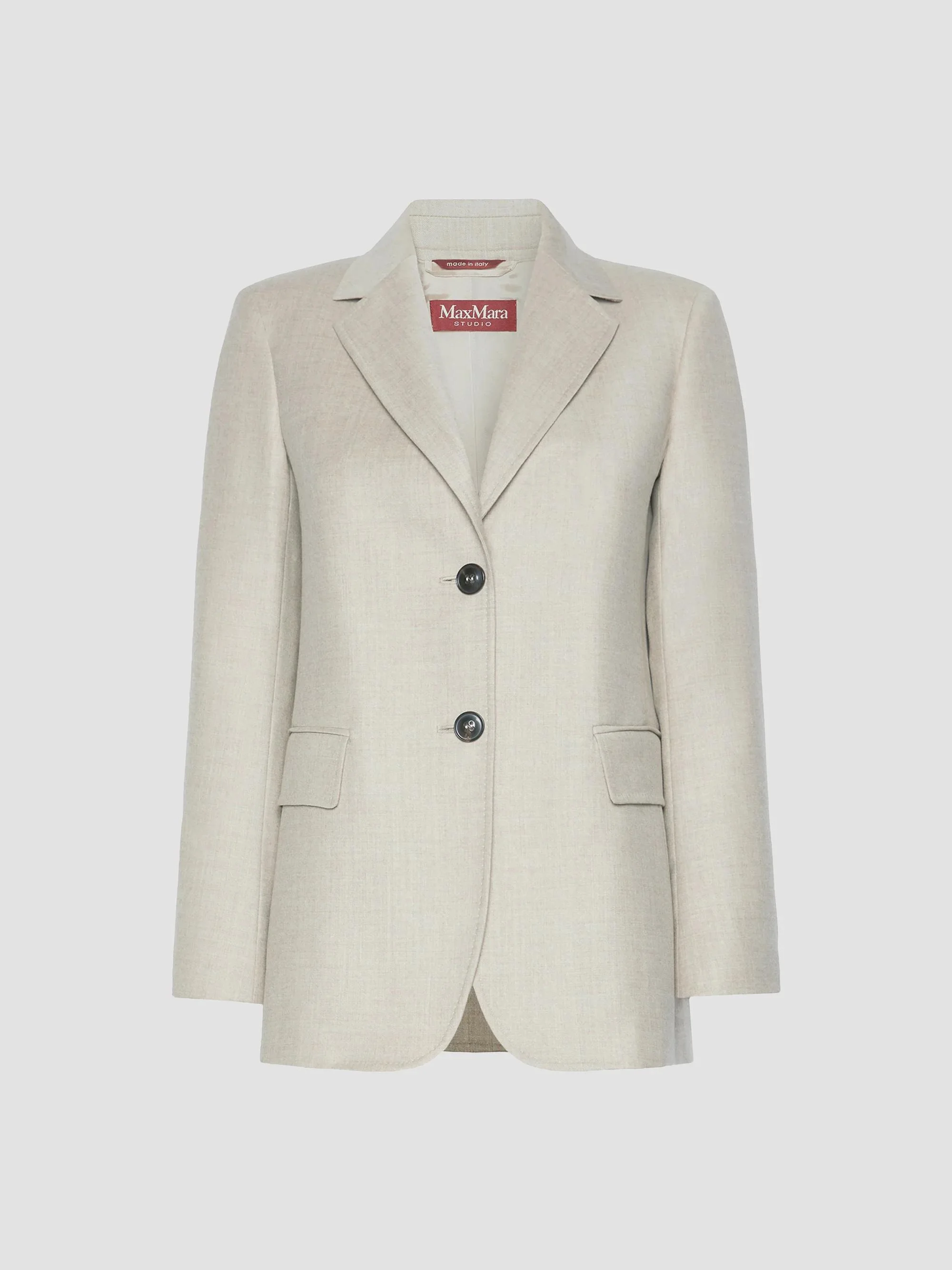 Women's Single Breasted Wool Flannel Blazer - White - 1