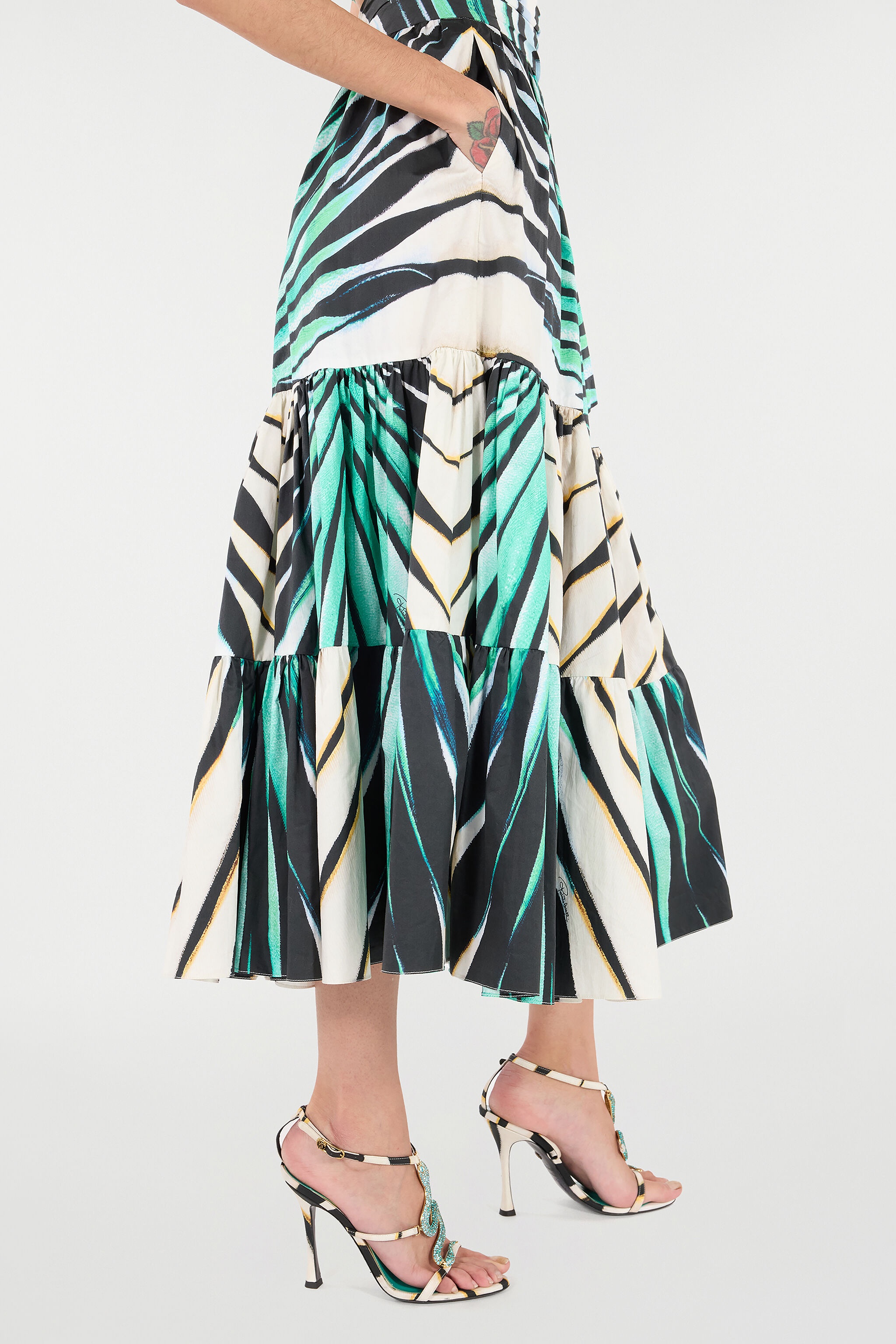 Ray Of Sea Print Cotton Midi Skirt - 6