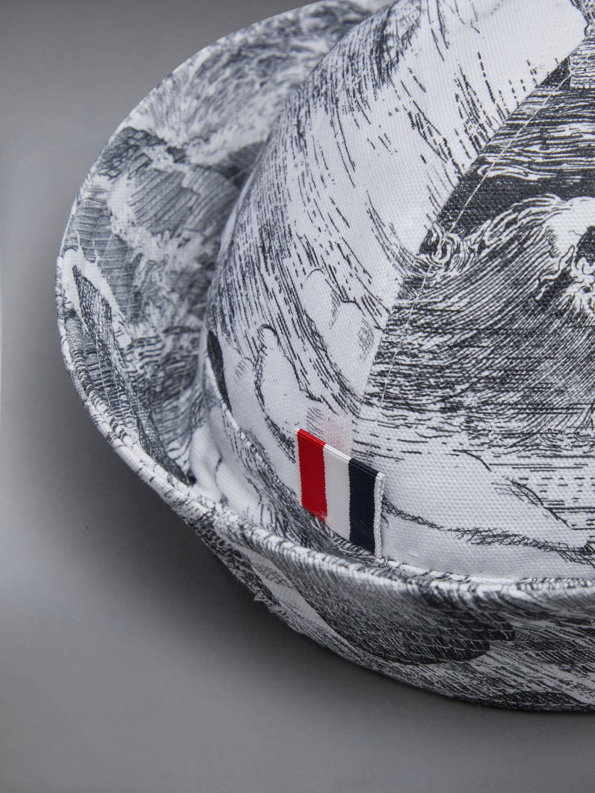 Nautical Toile Canvas Turn Back Bucket Hat - 3