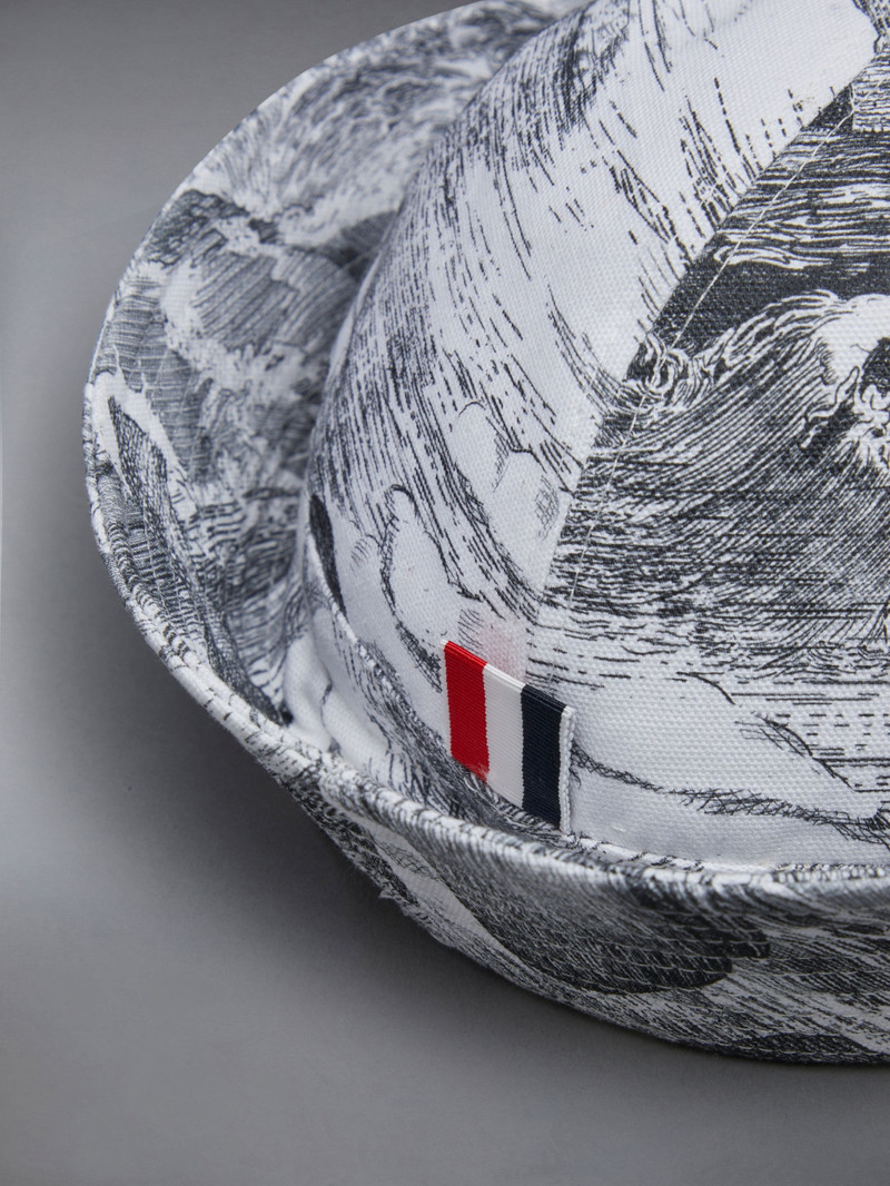 Nautical Toile Canvas Turn Back Bucket Hat 3