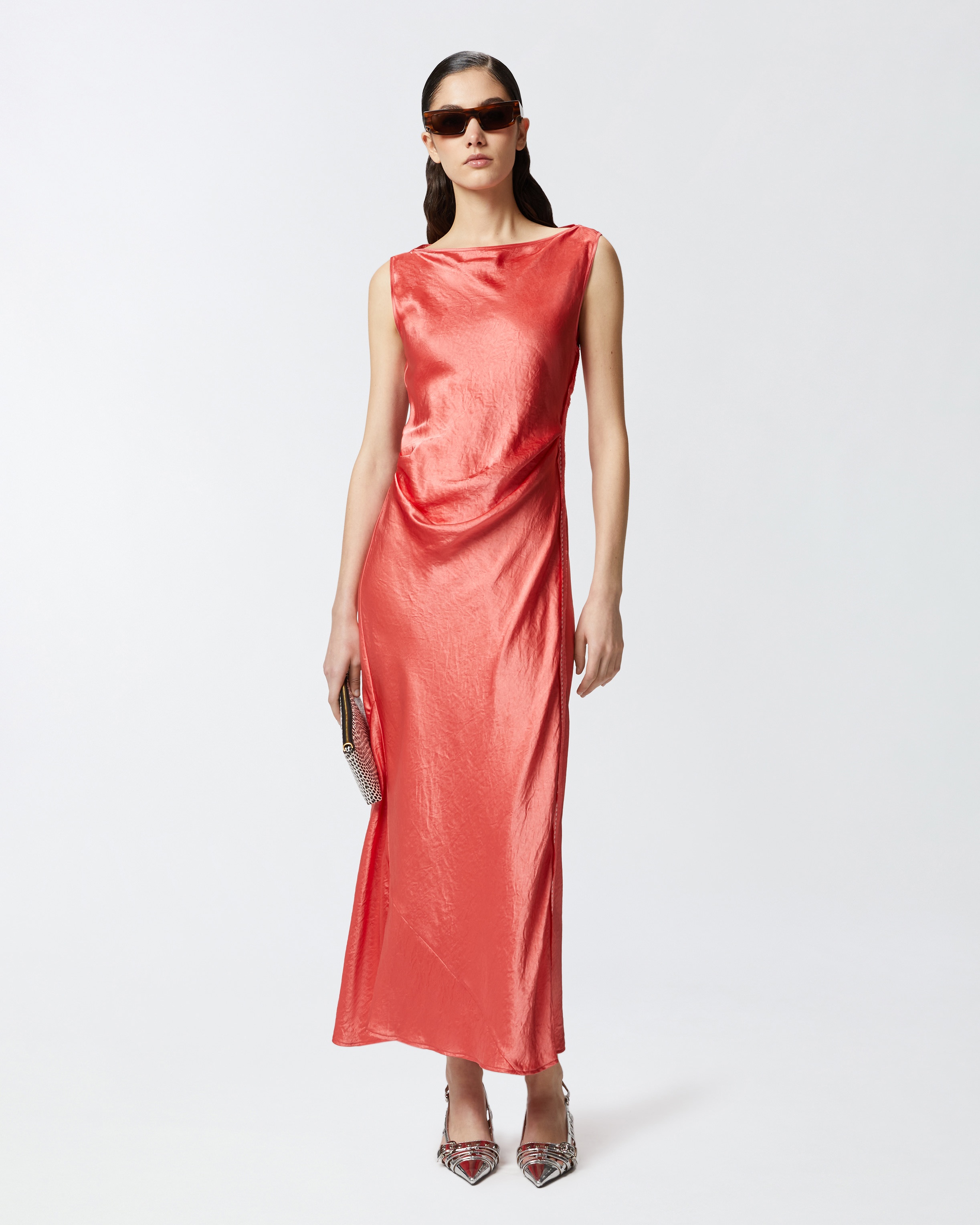 ワンピース Pinko AMICO MIO SATIN DRESS WITH SIDE TIE PINKO SATIN DRESS WITH SIDE TIE | REVERSIBLE