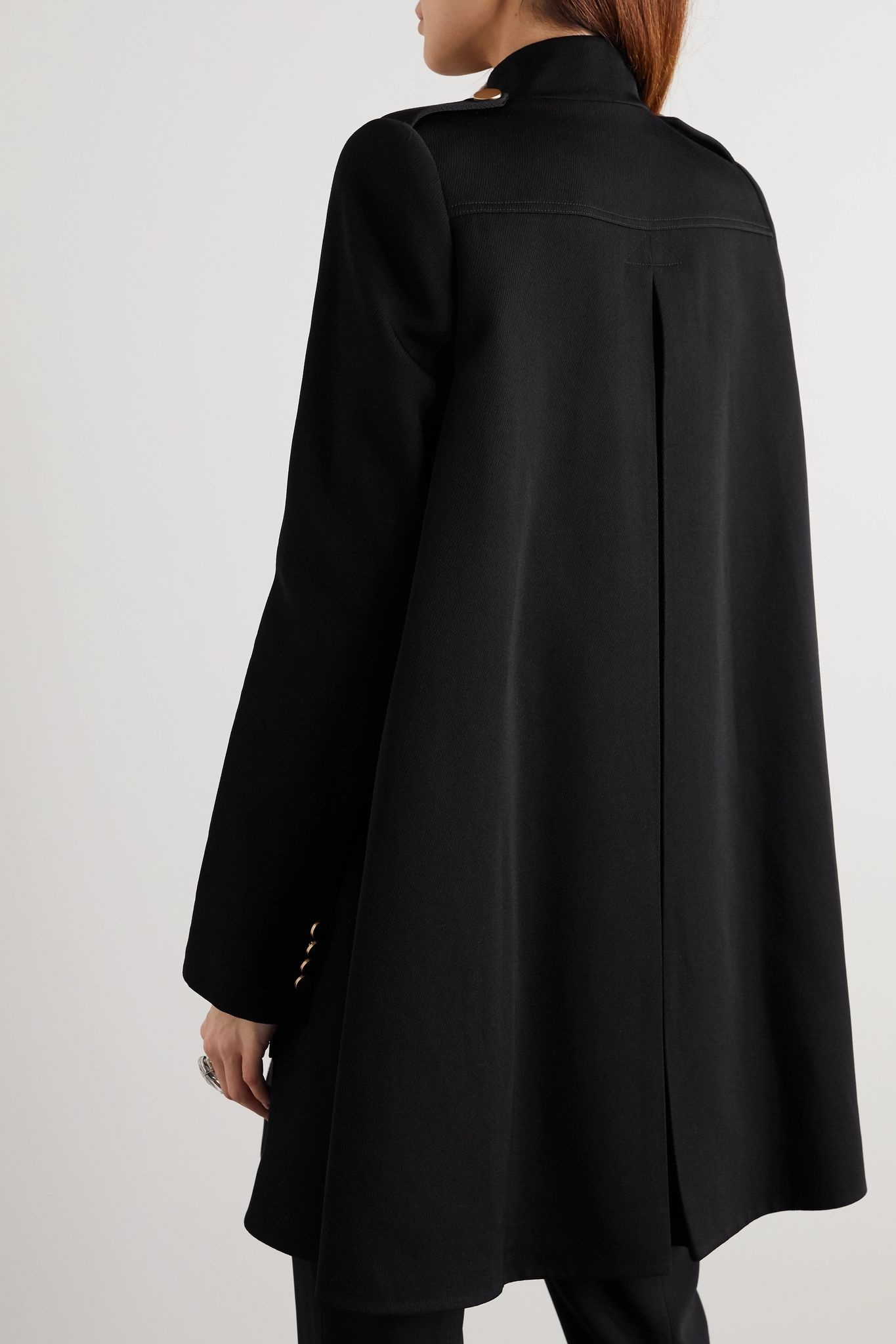 Oversized wool and silk-blend twill cape - 4