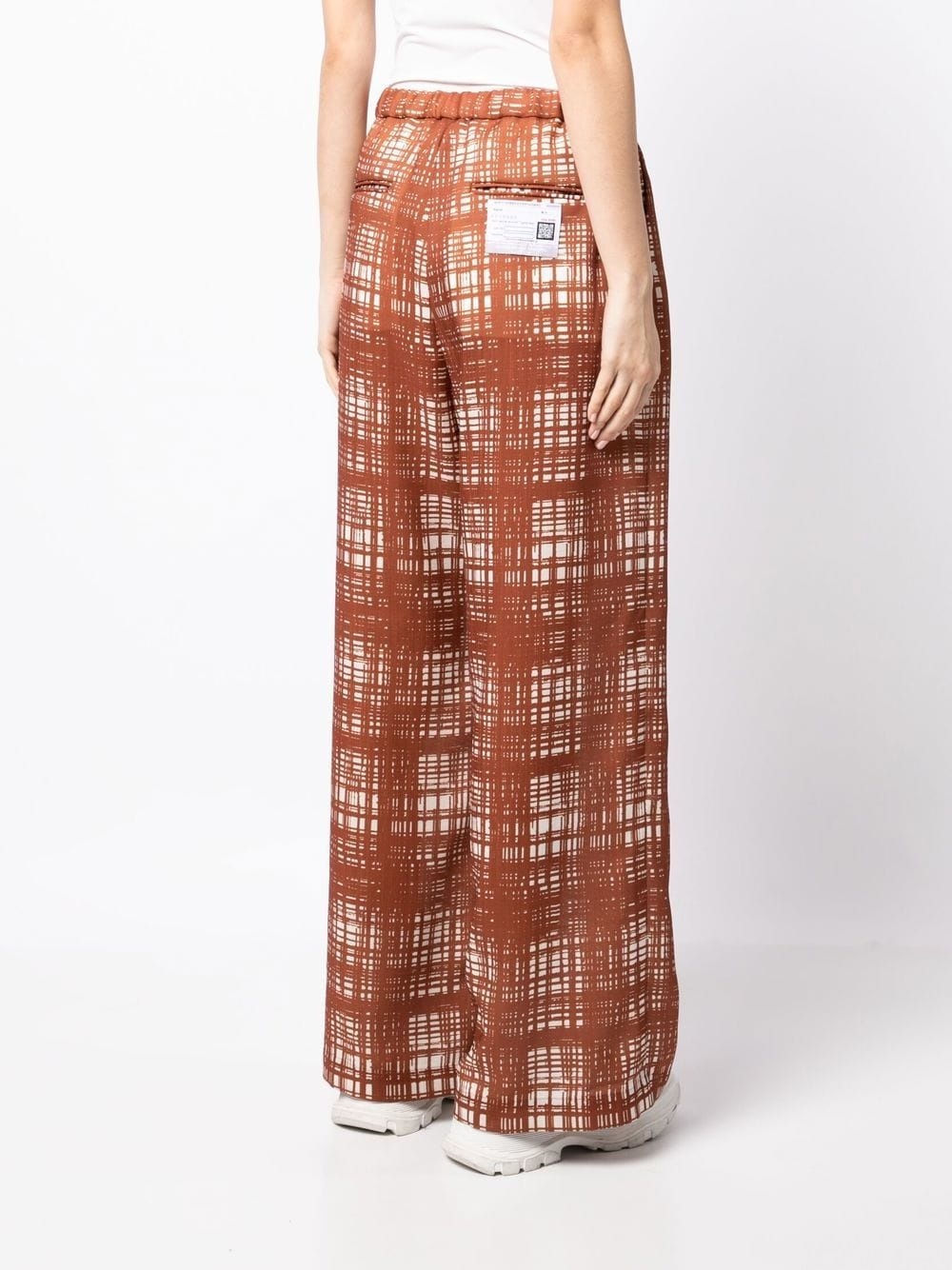 Random check-print gather trousers - 4