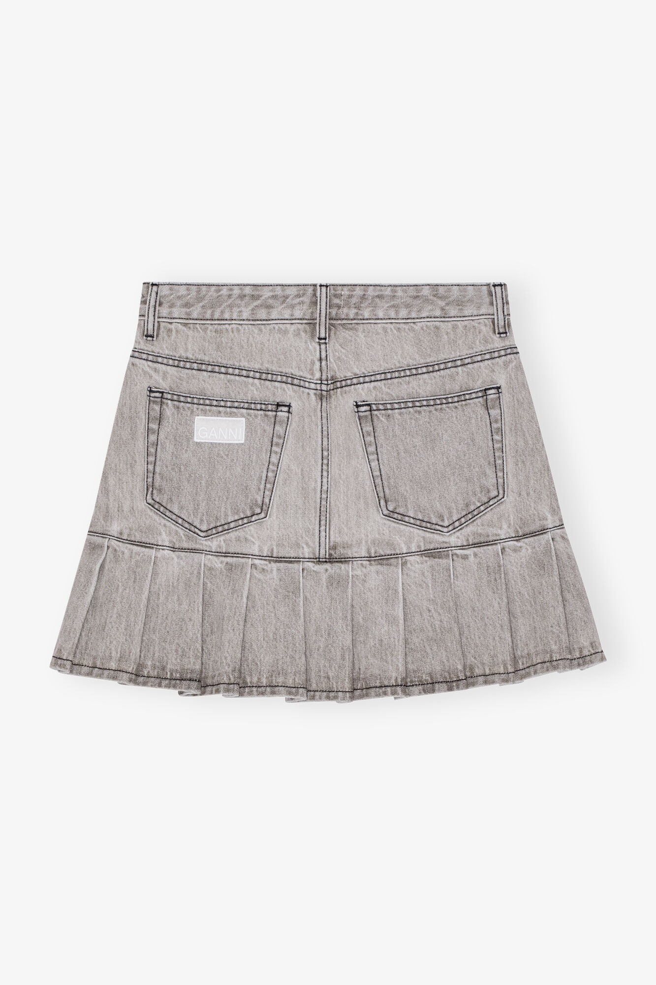 GREY FUTURE DENIM PLEATED MINI SKIRT - 5