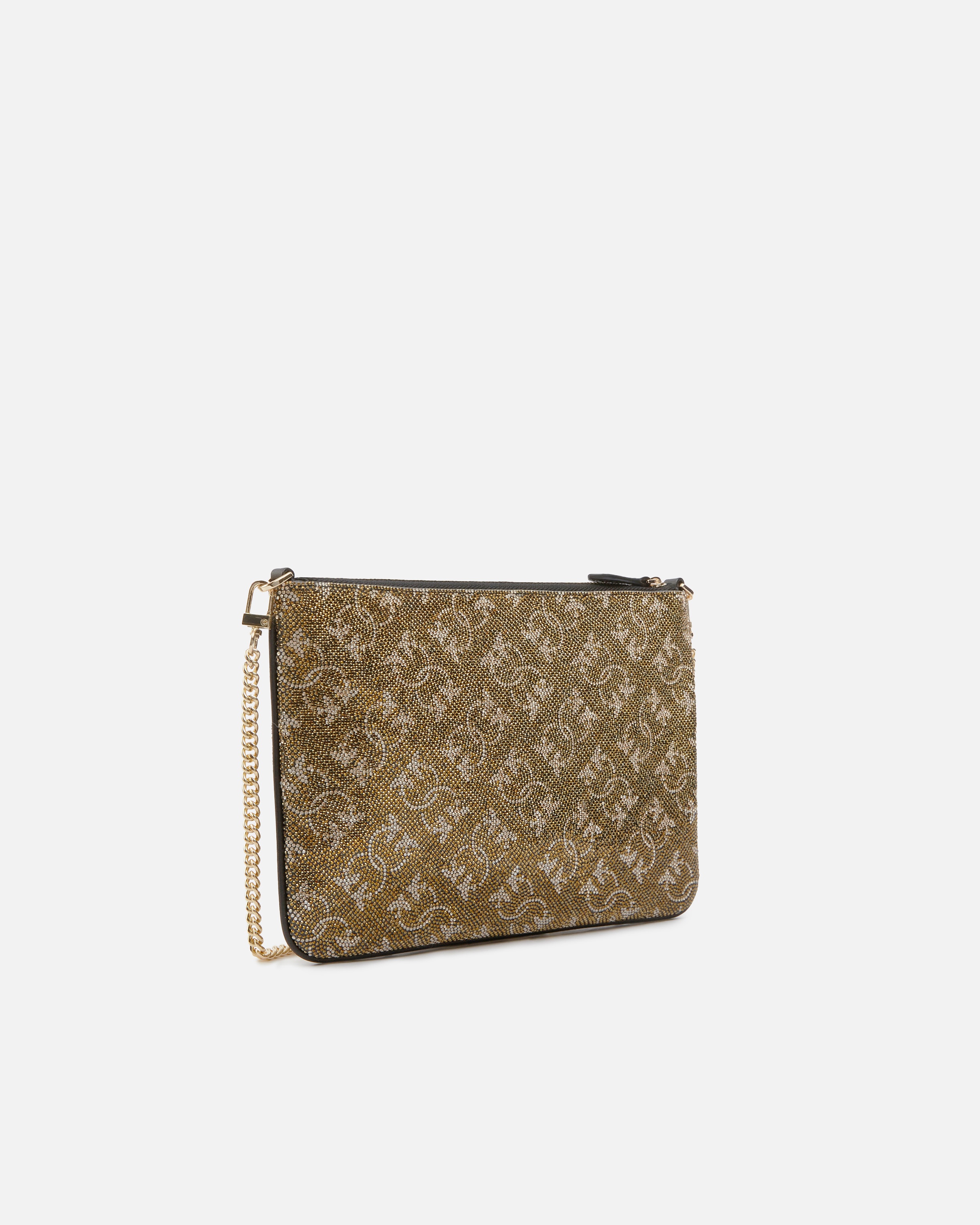 RHINESTONED MONOGRAM CLUTCH WITH SHOULDER STRAP - 2