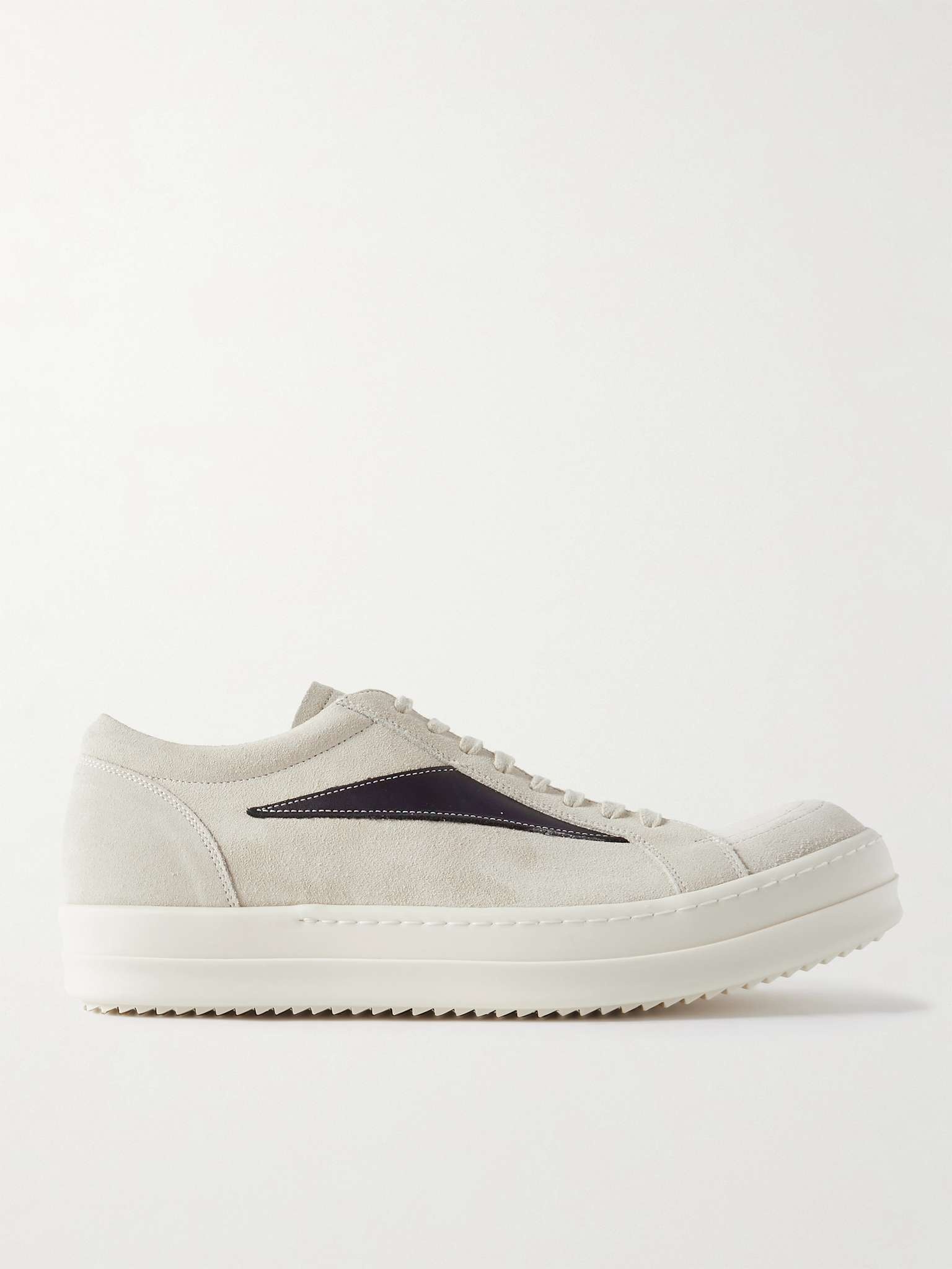 Vintage Leather-Trimmed Suede Sneakers - 1