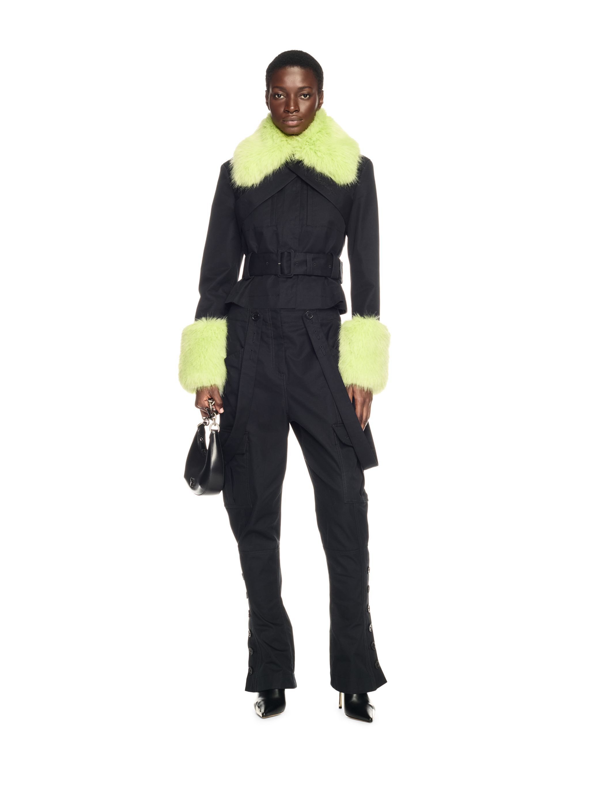 Black Cotton Straps Cargo Pants - 2