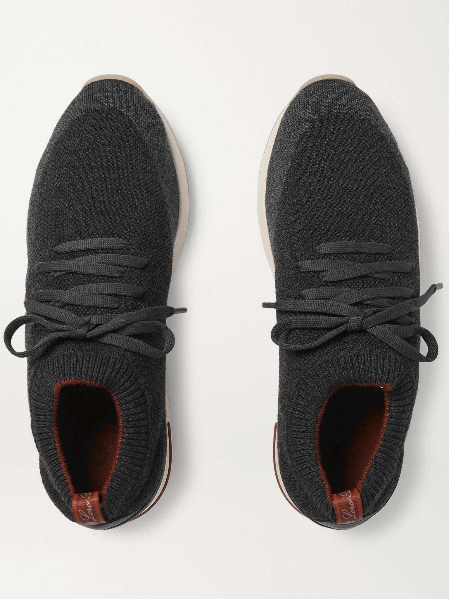 360 Flexy Walk Leather-Trimmed Knitted Wish Wool Sneakers Gray - 7