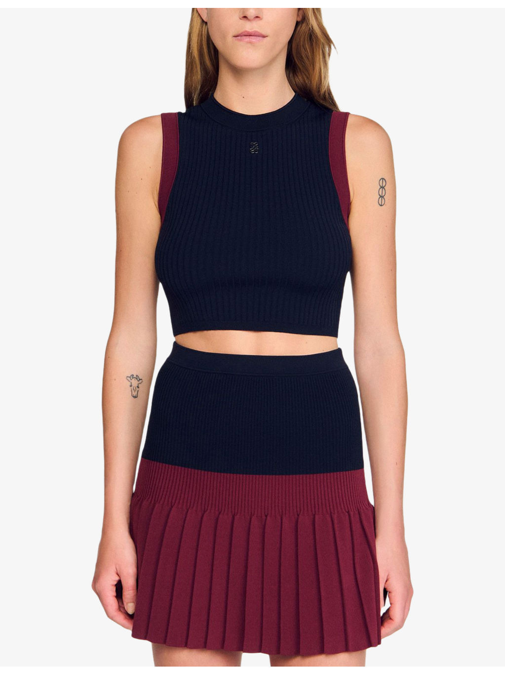 Contrast-Trim Cropped Stretch-Knit Top - 3