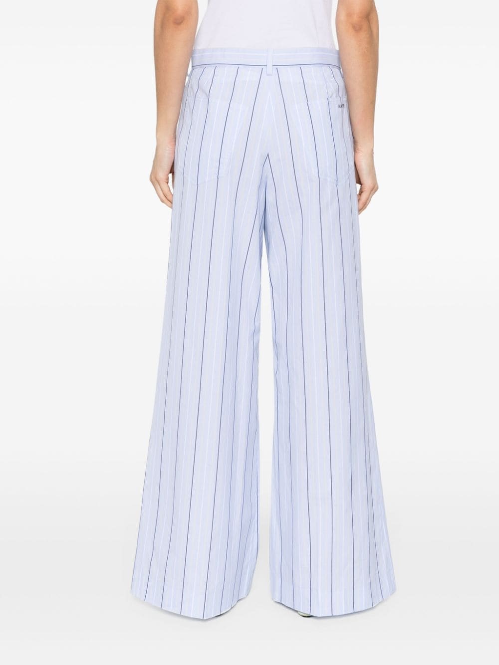 poplin striped wide trousers - 4