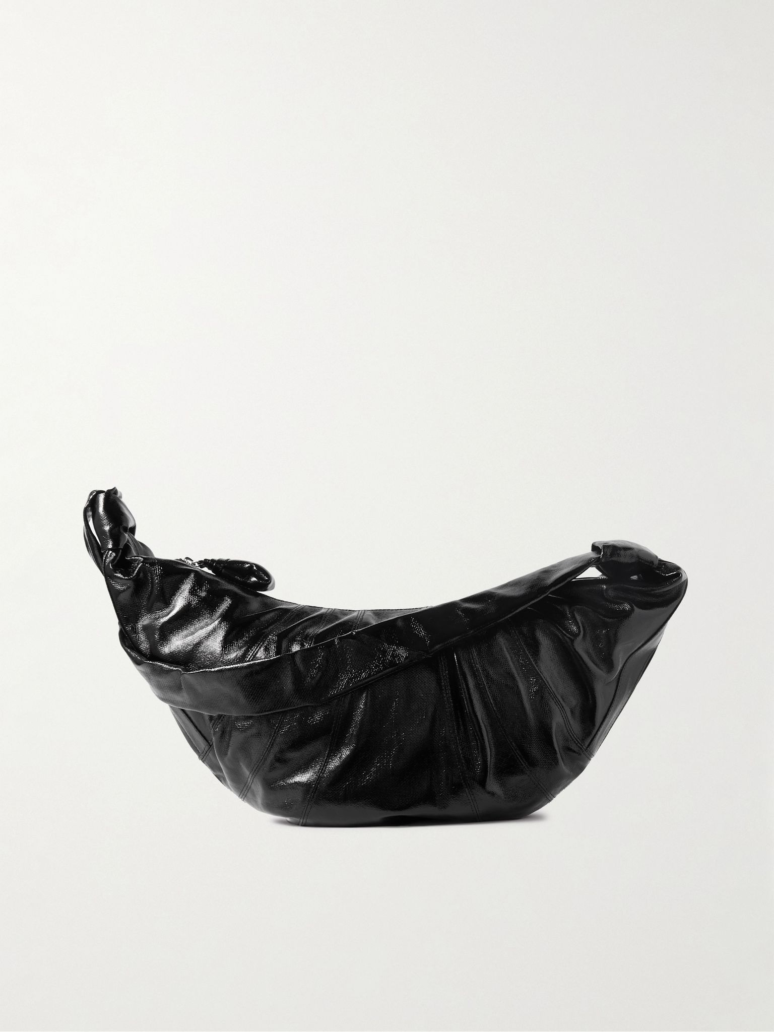 Croissant Large Coated-Cotton Messenger Bag Black - 1