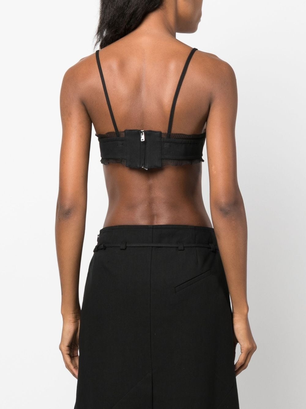 lace-trim cotton crop top - 4