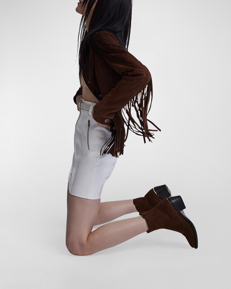 PARTLOW Loulou Suede Western Chelsea Booties outlook