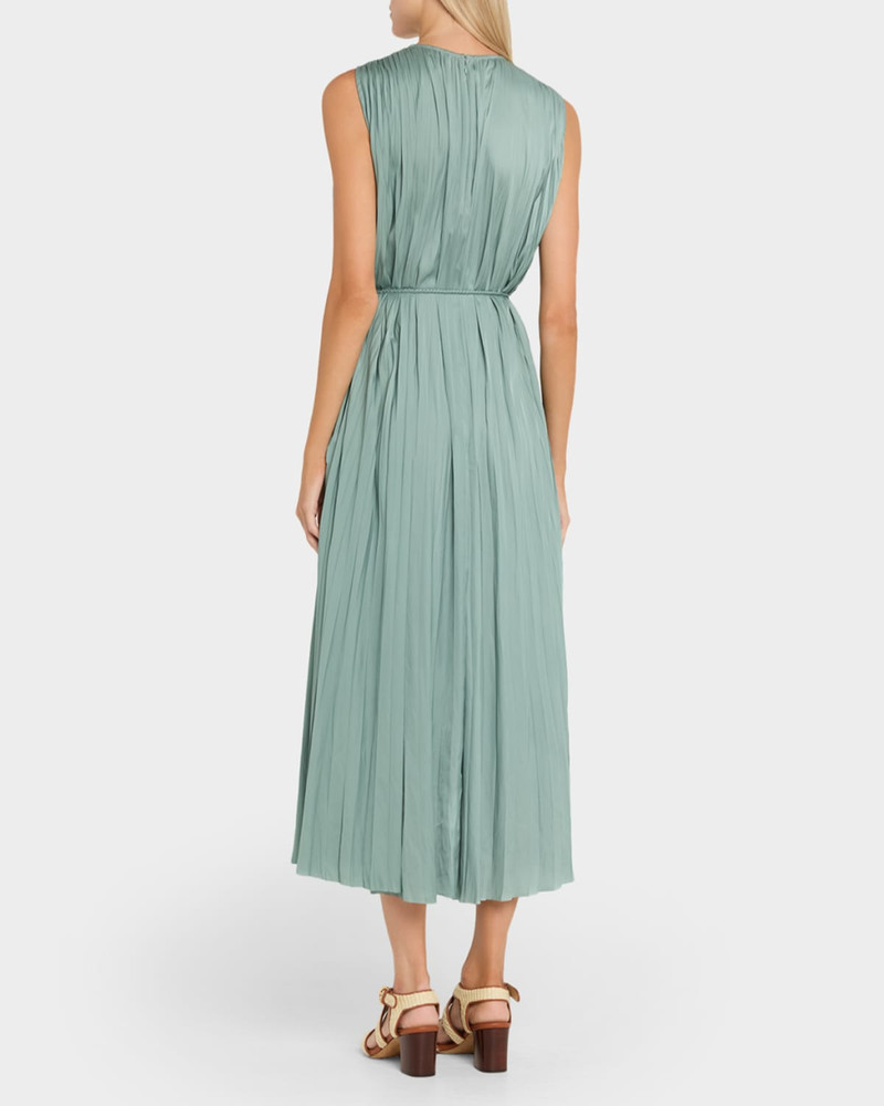 Fianna Belted Pleated Satin Midi Dress 3