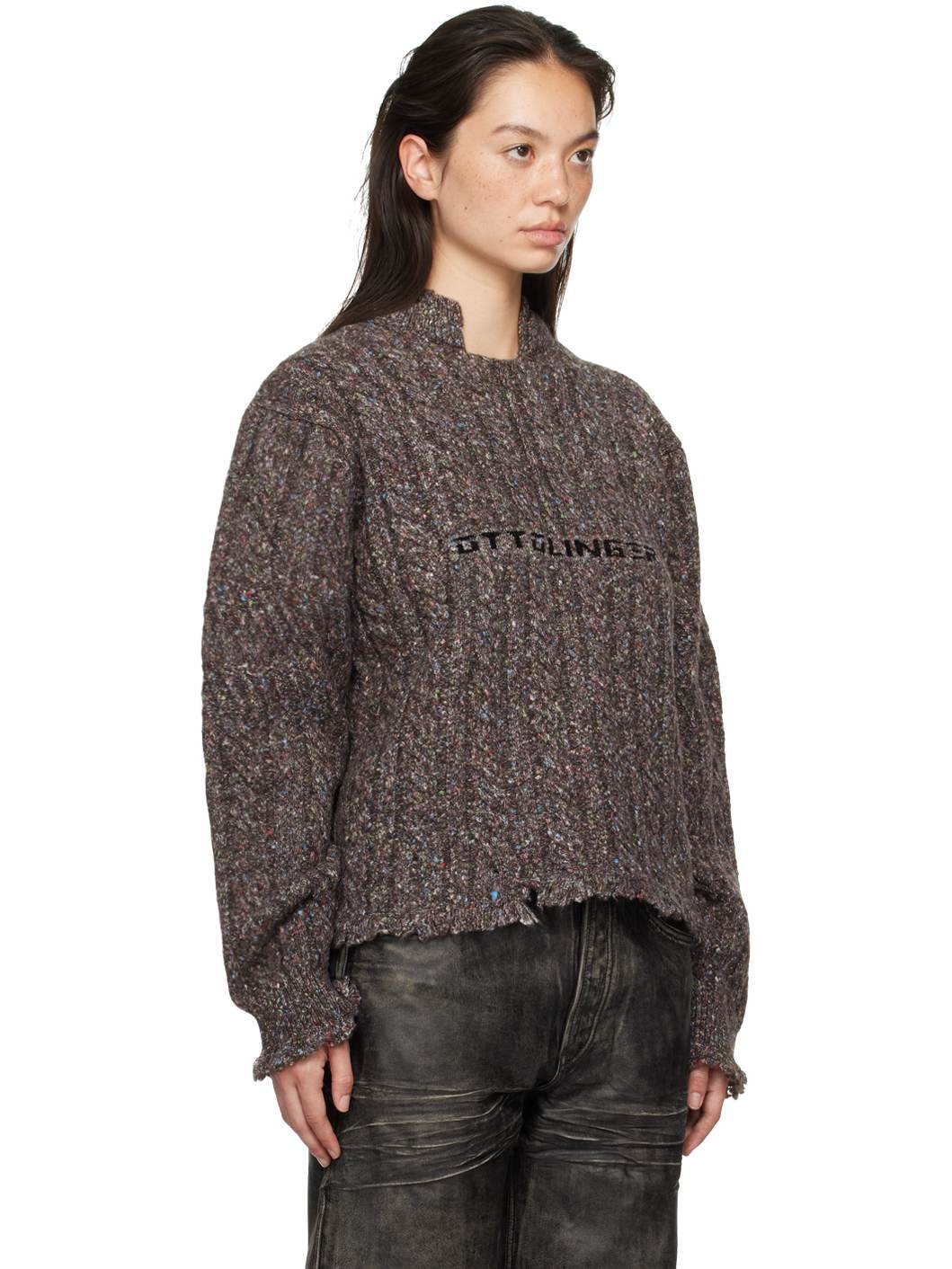 Brown Knit Chunky Sweater - 2