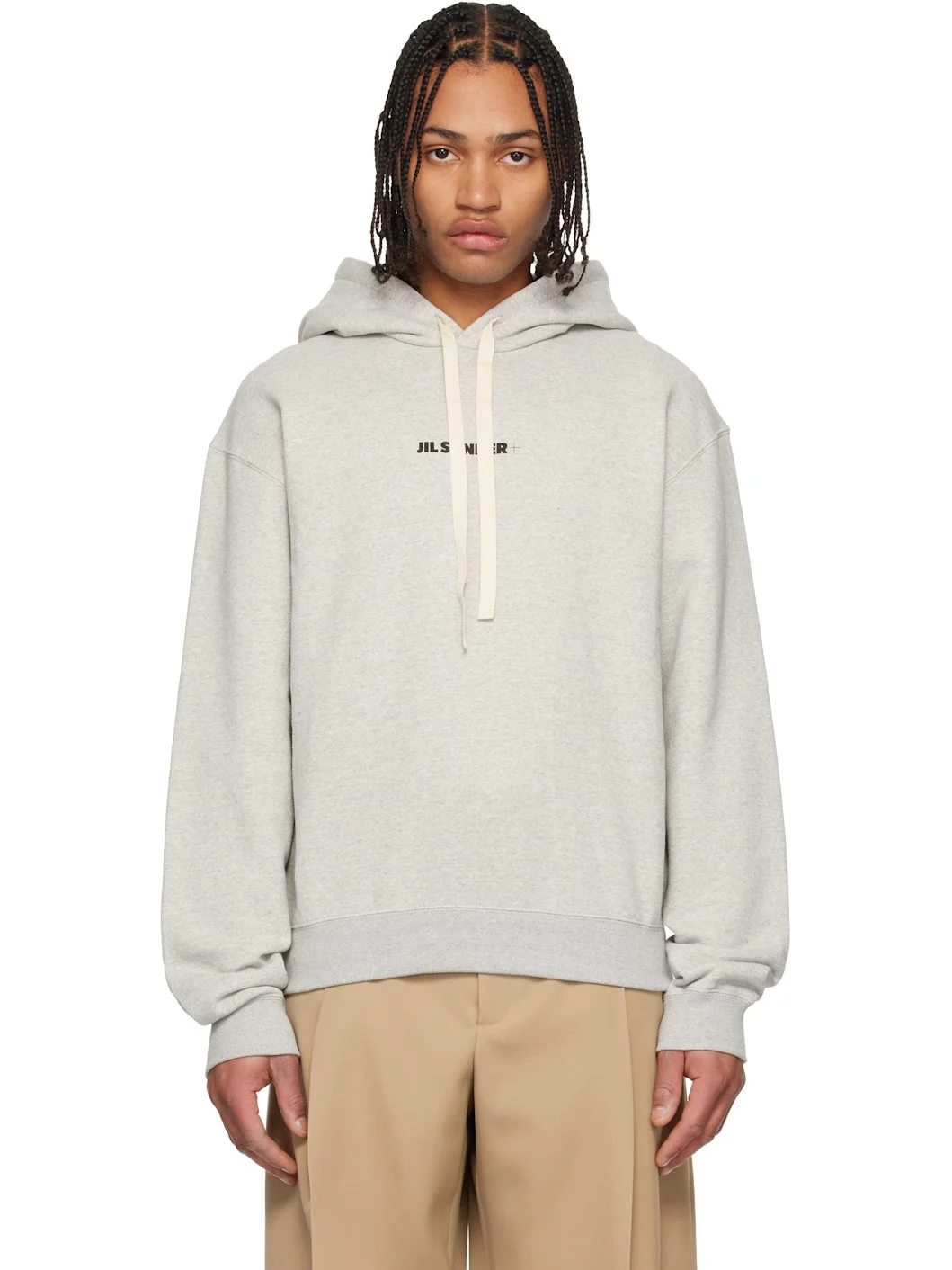 Gray Printed-Logo Hoodie - 1