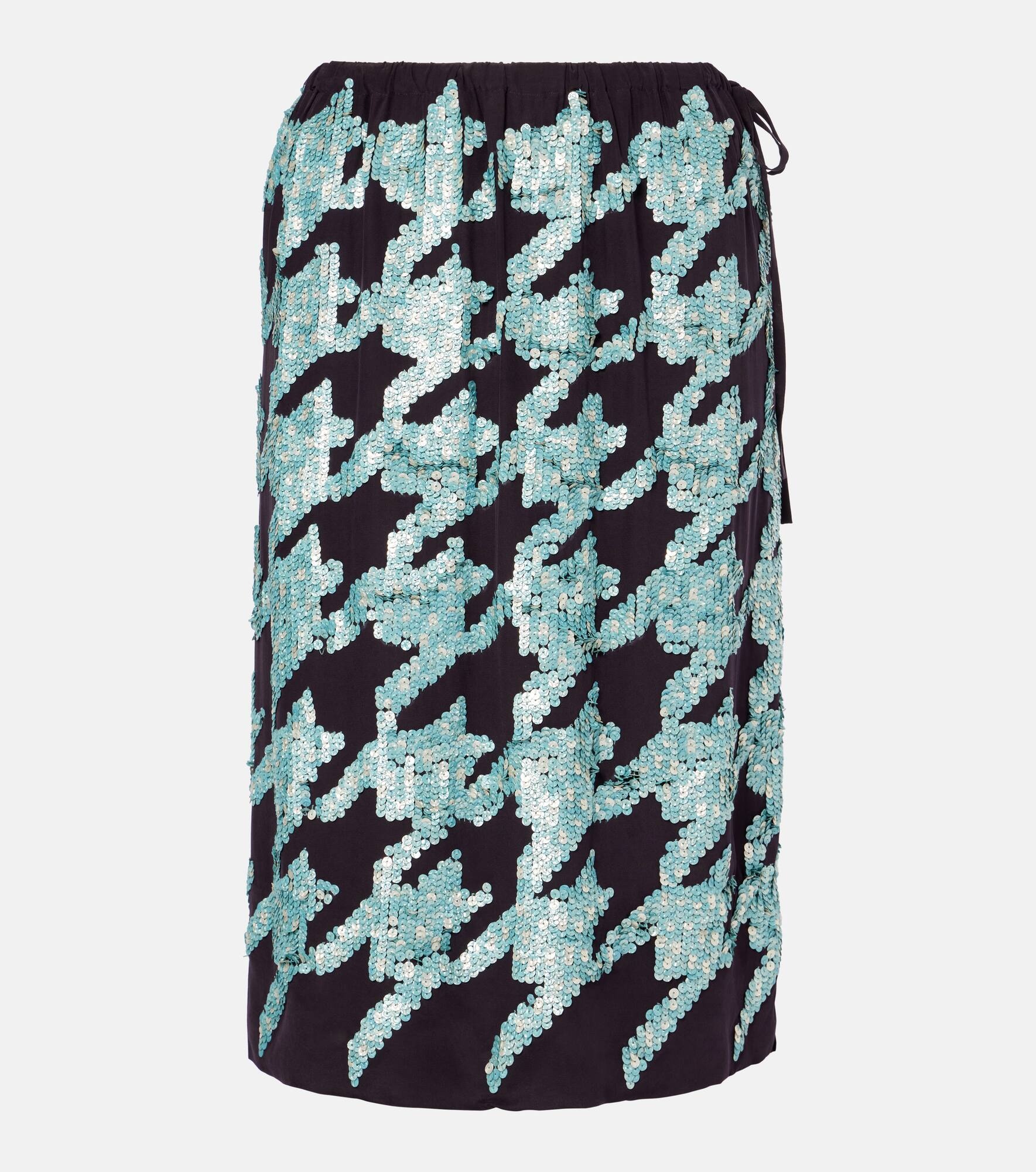 Sequined houndstooth silk midi skirt - 1