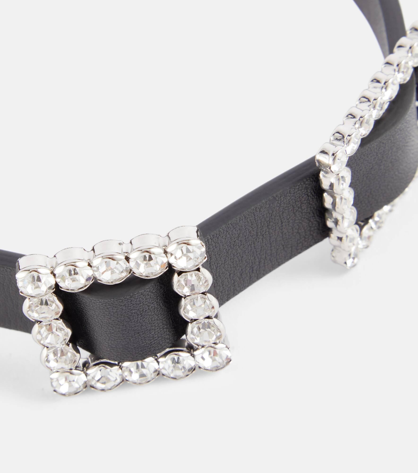 Embellished leather necklace - 4