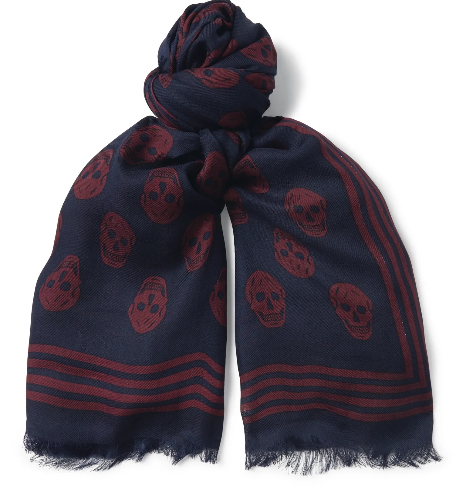 Fringed Logo-Print Modal Scarf - 1