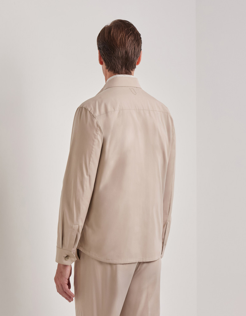 CARAMEL MIXED-MATERIAL ULTRALIGHT SUEDE BOMBER JACKET WITH KNIT INSERTS 182