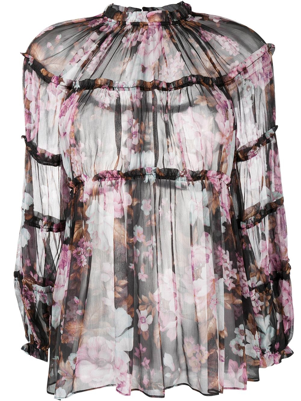 Charm floral-print silk blouse - 1