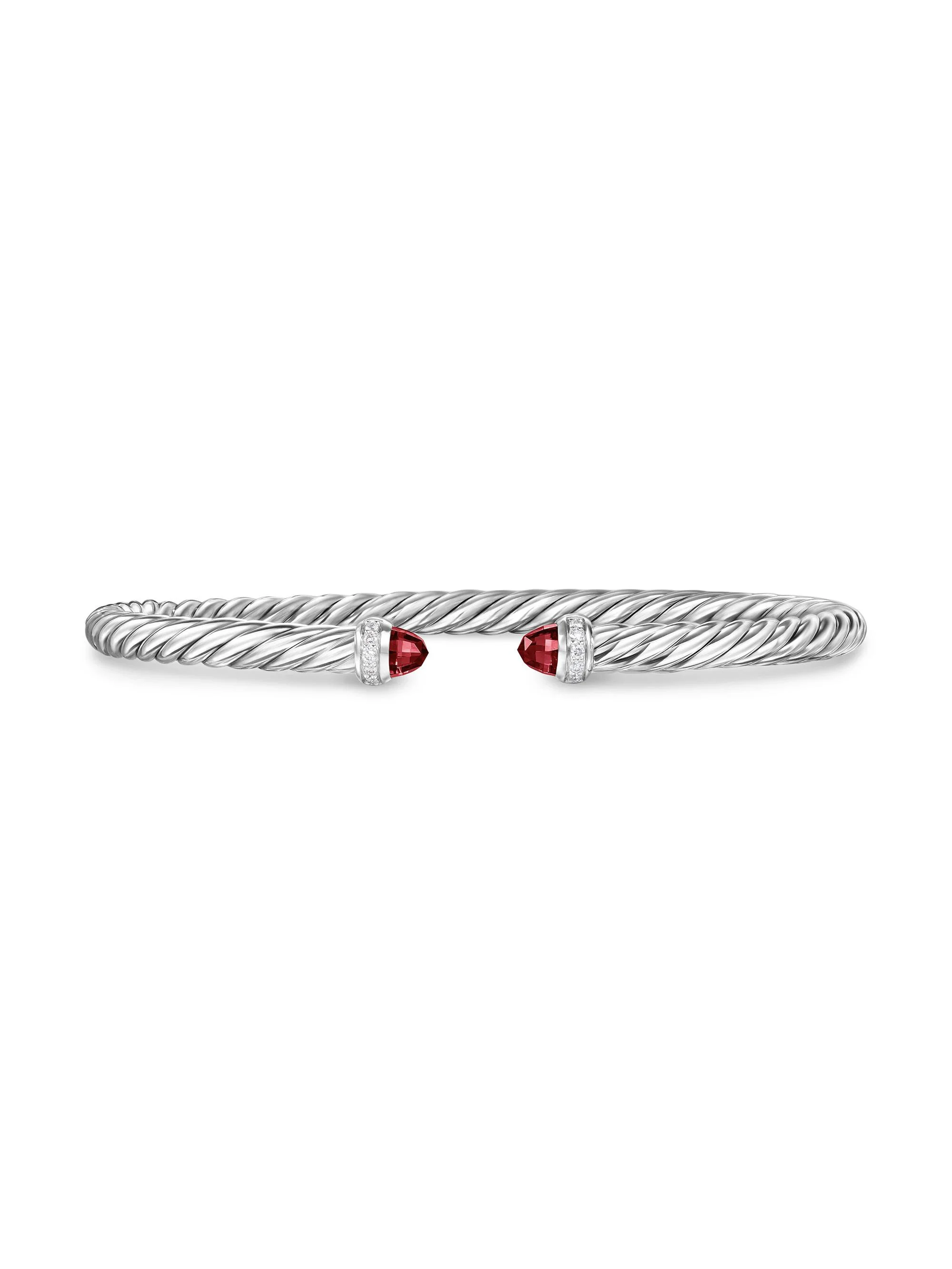 Women's Cablespira Flex Bracelet in Sterling Silver - Rhodolite Garnet - 1
