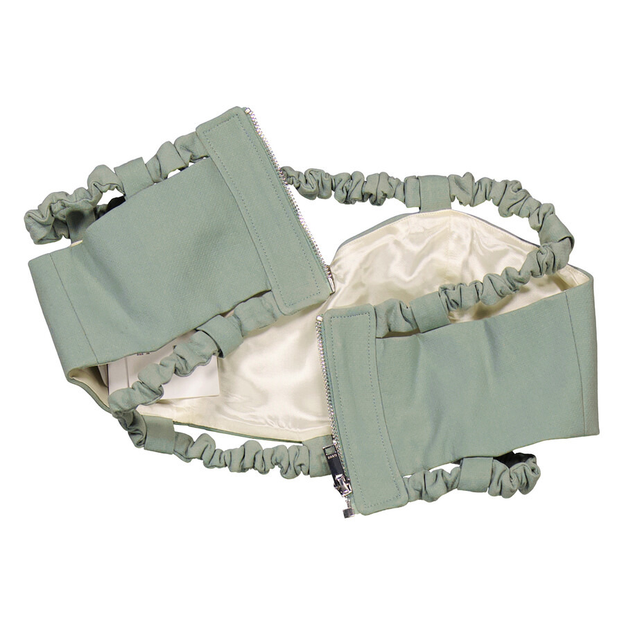 Ganni Ladies Green Bay Suiting Strapless Crop Top - 7