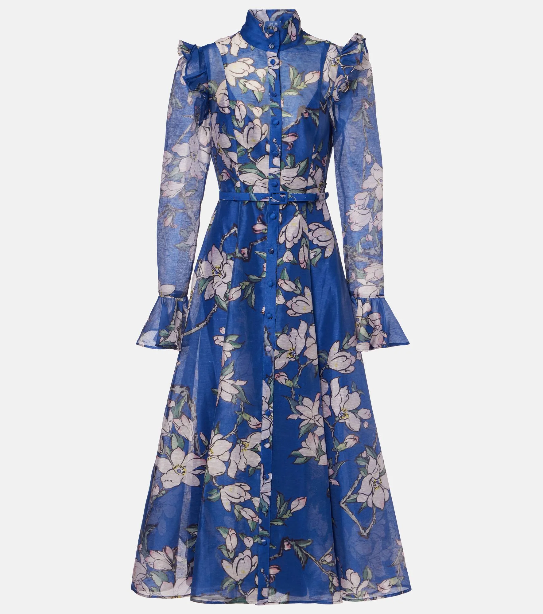Katrina floral linen-blend midi dress - 1