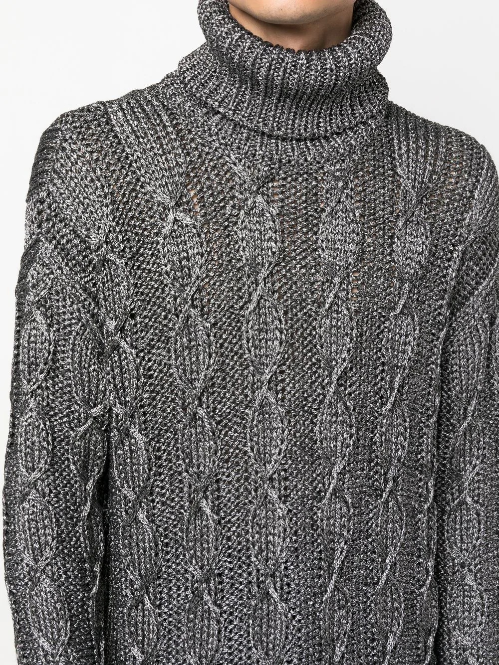 cable-knit roll-neck jumper - 5