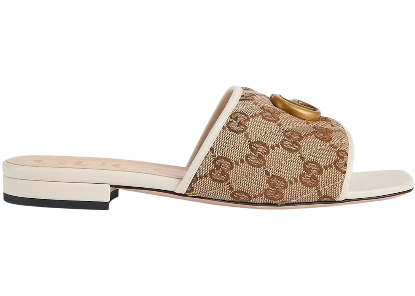 Gucci Double G Slide Sandal White Canvas - 1