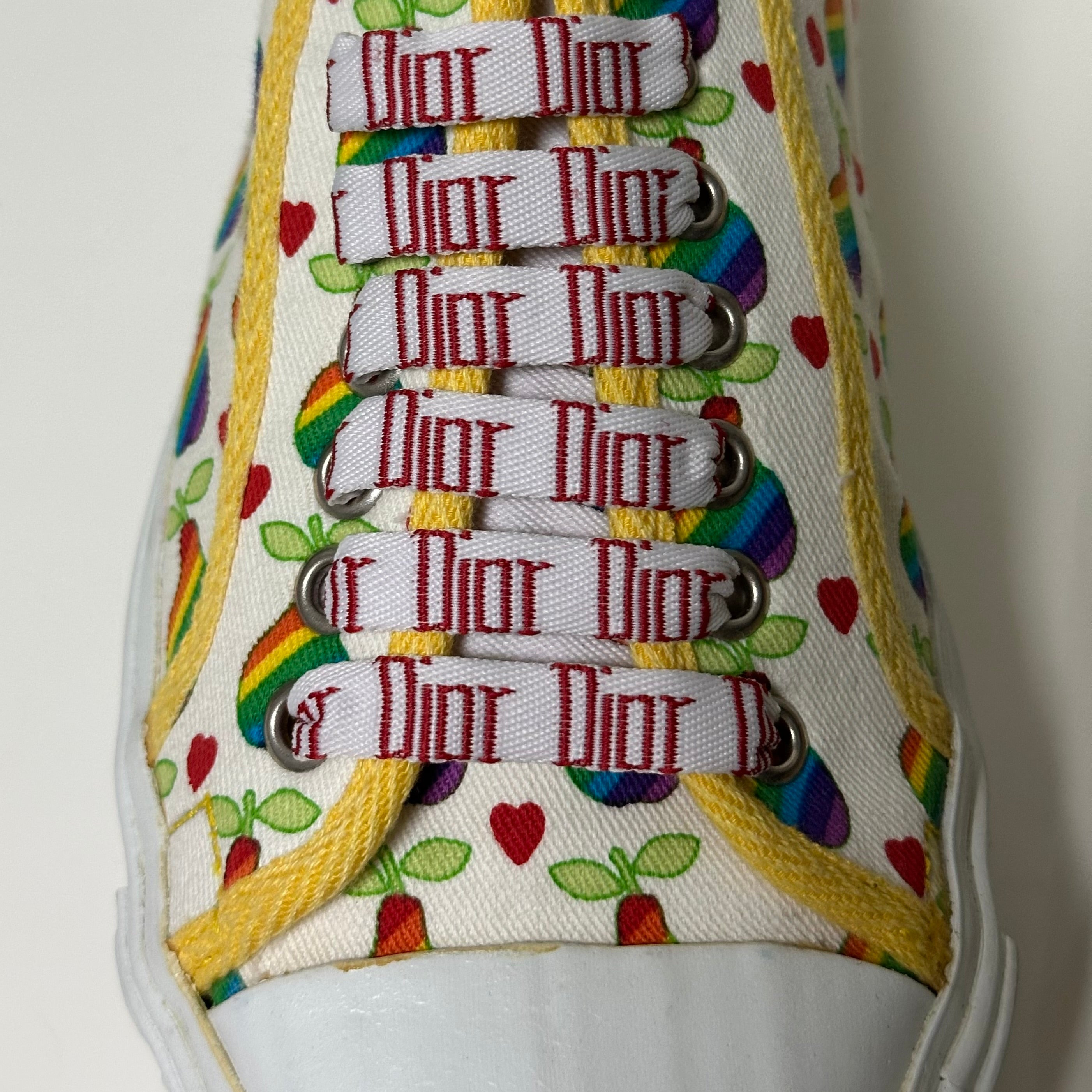 CHRISTIAN DIOR Spring Summer 2002 Pear Print Canvas Mule Sneakers - 7