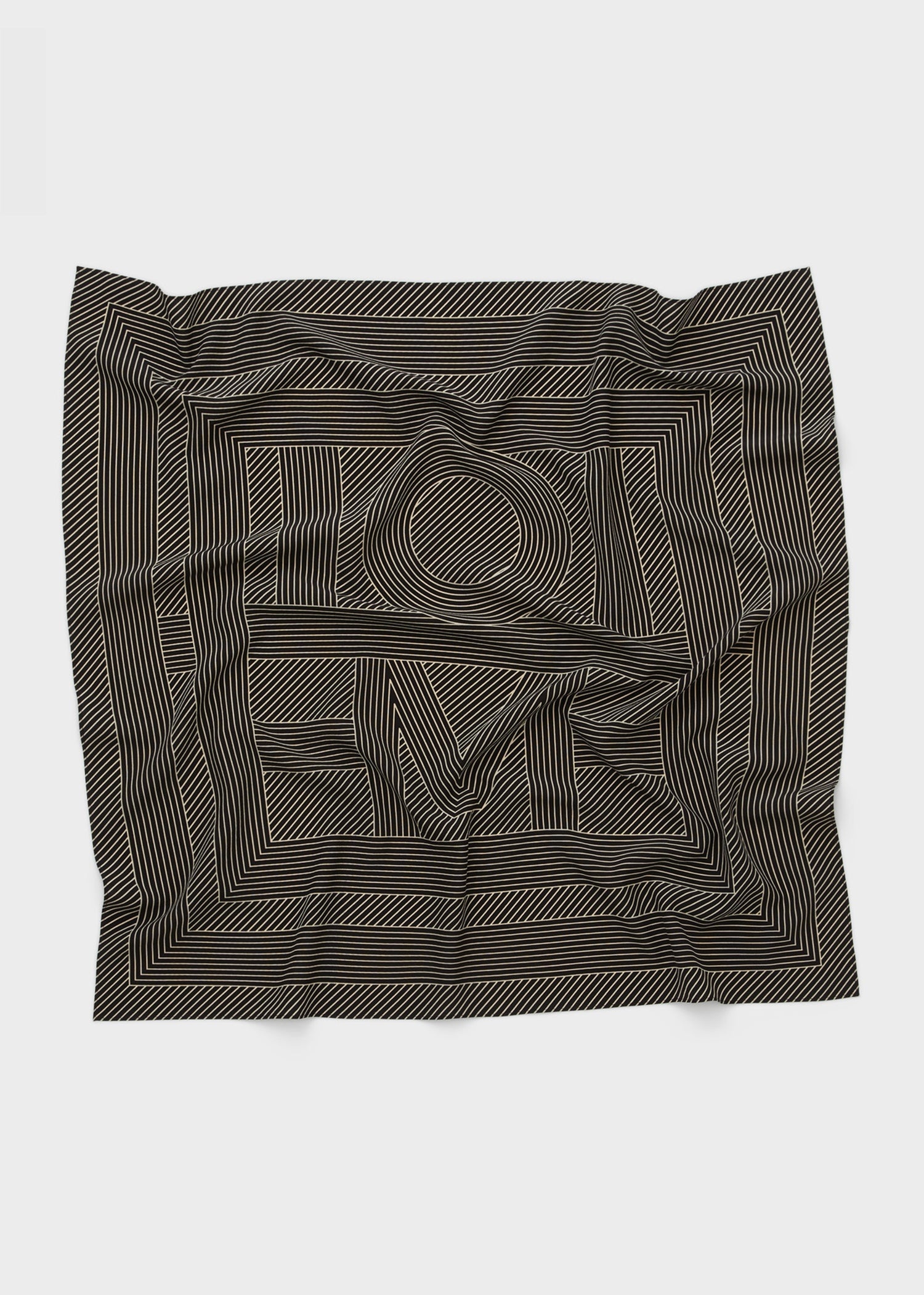 Striped monogram silk scarf black - 4