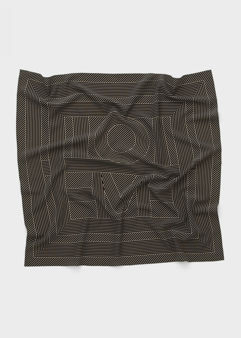 Striped monogram silk scarf black 4