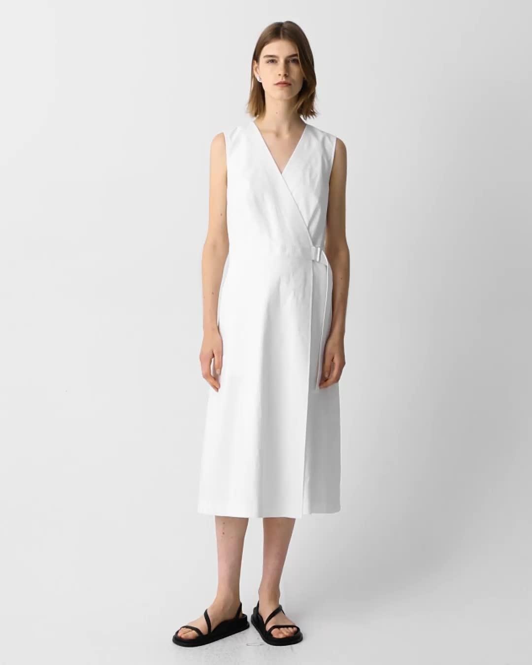 Sleeveless A-Line Wrap Dress in Good Linen - 7